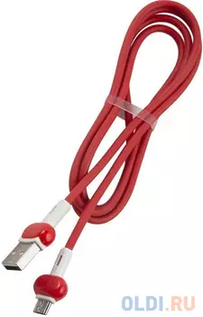 Кабель microUSB 1м Red Line Candy круглый красный