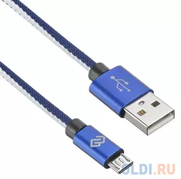 Кабель microUSB 2м Digma 1084581 круглый синий
