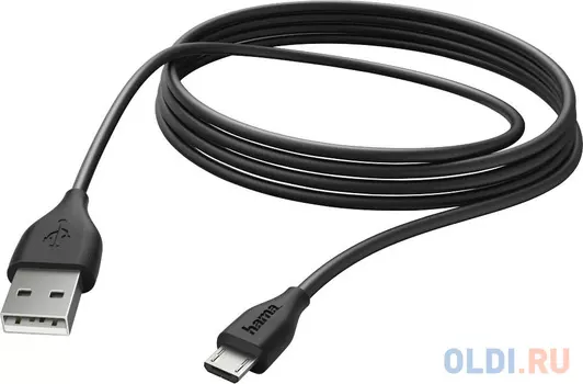 Кабель microUSB 3м HAMA 00173788 круглый черный