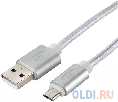 Кабель USB 2.0 microUSB 1.8м Cablexpert CC-U-mUSB01S-1.8M круглый серебристый