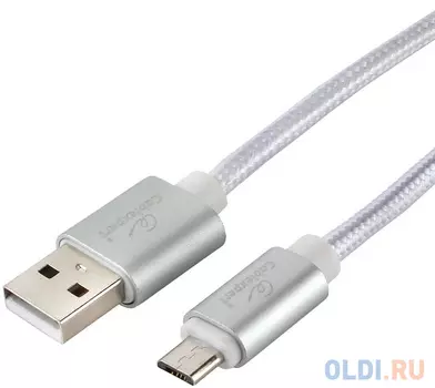 Кабель microUSB 1м Gembird CC-U-mUSB01S-1M круглый серебристый