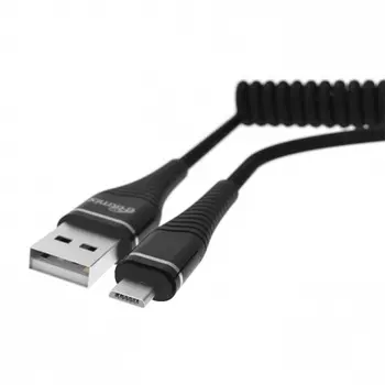 Кабель microUSB Ritmix RCC-414 Black, пружинный кабель, 1 м, прорезиненная оплетка