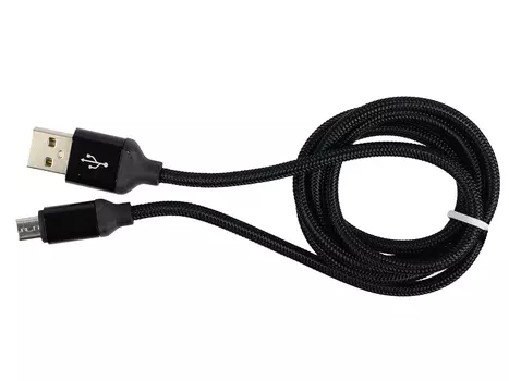 Кабель MicroUSB-USB Ritmix RCC-411 black для синхронизации/зарядки, 1м, нейлон. опл., мет. коннекторы