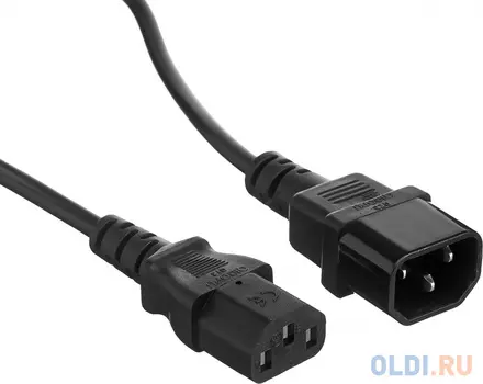 Кабель монитор - компьютер (UPS->устройство) ExeGate Power EC-1,8P (IEC 320 C13->C14, VDE-250V-3*1.0mm2, медь, черный, 10A, 1.8м)