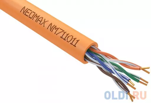 Кабель NEOMAX [NM711011-OR] U/UTP cat.5e 4x2x0.46, 25 AWG, Медь, внутренний, ZH нг(А)-HF (LSZH), 305м, оранжевый