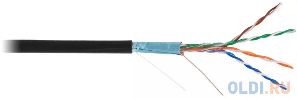 Кабель NETLAN EC-UF004-5E-PE-BK F/UTP 4 пары, Кат.5е, 100МГц, одножильный, внешний, PE -40C, черный, 305м