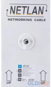 Кабель NETLAN EC-UF004-5E-PVC-GY F/UTP 4 пары, Кат.5e (Класс D), 100МГц, внутренний, PVC нг(B), серый, 305м