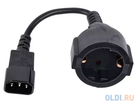 Удлинительный кабель питания Cablexpert PC-SFC14M-01, 15см, C14 - евро-розетка