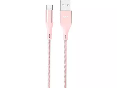 Кабель Silicon Power microUSB-USB для зарядки и синхронизации 1м, нейлон, Pink