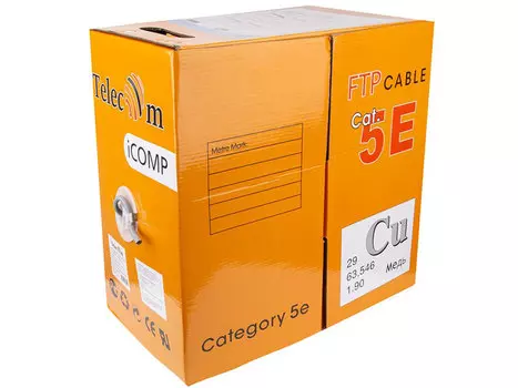 Кабель TELECOM CU FTP пары кат. 5e (90м fluke test ) (SFTP4-TC1200C5EP-CU-IS) бухта 305м