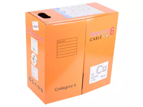 Кабель TELECOM CU UTP 4 пары 6 кат. d0,57mm (UTP4-TC1000C6S23-CU-IS) (бухта 305м)