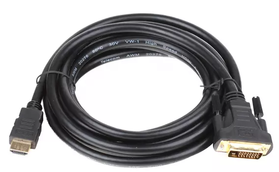 Кабель Telecom HDMI to DVI-D (19M -19M) 3м, с позолоченными контактами