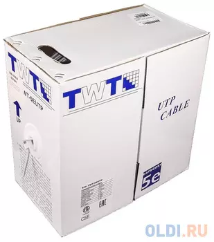 Кабель TWT UTP, серии XS, 2 пары, Кат.5e, PVC, 305 метров, серый