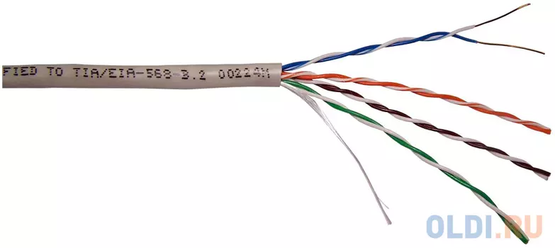 Кабель TWT UTP, серии XS, 4 пары, Кат.5e, PVC, серый, 100 метров