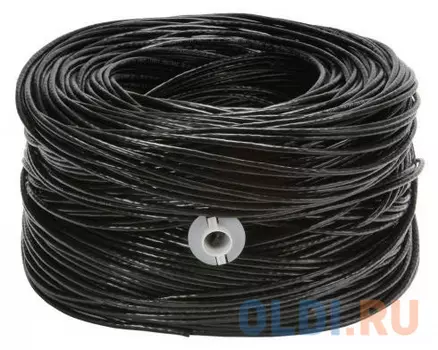 Кабель U/UTP outdoor 4 пары категория 5e Irbis одножильный 4x2xAWG24 100% медь PE T-FG8 трос 305м черный IRB10041