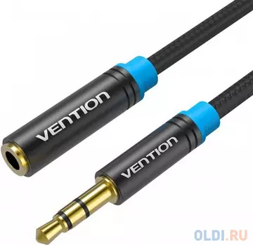 Кабель удлинитель 1м Vention 3.5 Jack (M) - 3.5 Jack (F) тканевая оплётка VAB-B06-B100-M
