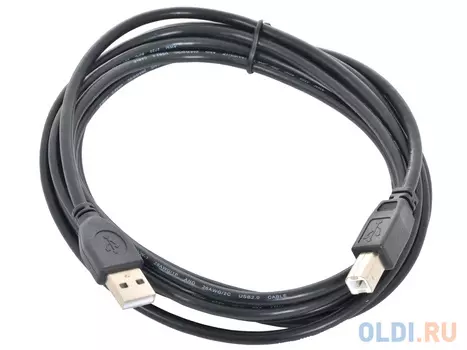 Кабель USB 2.0 AM/BM Gembird\\Cablexpert CCP-USB2-AMBM-10 3m, экран,золот. контакты, черный, пакет