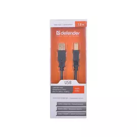Кабель USB 2.0 AM/BM 1.8m с ферритовыми кольцами, позол конт, Defender