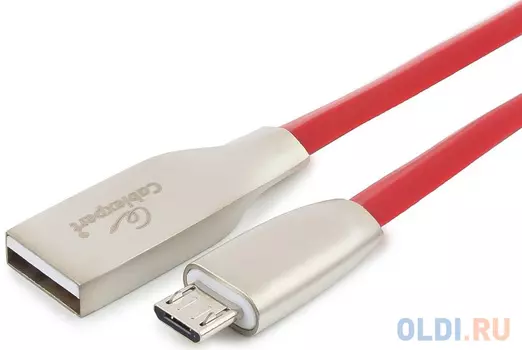 Кабель microUSB 1.8м Cablexpert CC-G-mUSB01R-1.8M ромбовидный красный