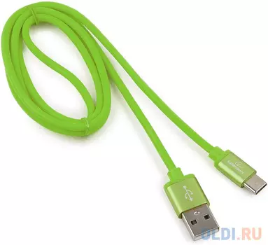 Кабель USB 2.0 Type-C 1м Cablexpert Silver круглый зеленый CC-S-USBC01Gn-1M