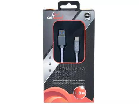 Кабель Type-C 1.8м Gembird CC-P-USBC03Gy-1.8M круглый титановый