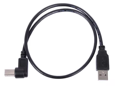 Кабель USB Greenconnect GCR-UPC3M2 0.5m USB 2.0 - AM/BM угловой, черный 28/28 AWG, экран, армированный, морозостойкий