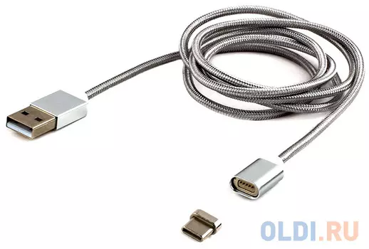 Кабель Type-C 1м Cablexpert CC-USB2-AMUCMM-1M круглый серебристый