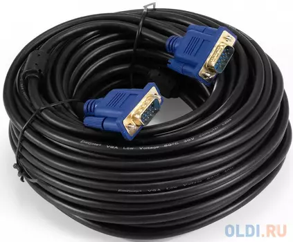 Кабель VGA 20м Exegate EX-CC-PVGA-15M15M-20.0 круглый черный