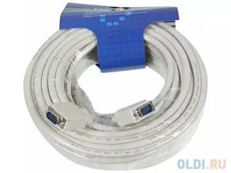 Кабель VGA 20м Ningbo CAB016S-20m круглый серый