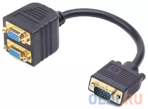 Кабель VGA Cablexpert CC-VGAX2-20CM круглый черный