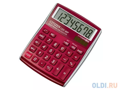 Калькулятор Citizen CDC-80RD двойное питание 8 разряда настольный налог наценка красный