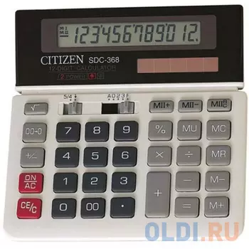 Калькулятор настольный , 12 разр., дв. питание, две памяти, серый, разм.152х152х27 мм