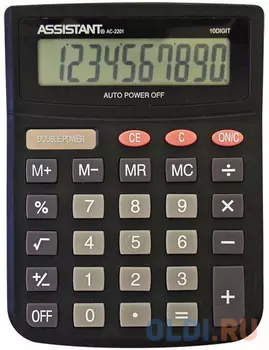 Калькулятор настольный Assistant AC-2201 10-разрядный черный