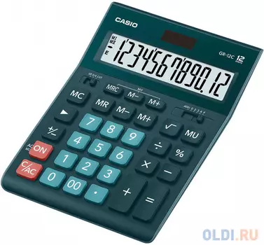 Калькулятор настольный CASIO GR-12С-DG 12-разрядный зеленый 250440