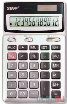 Калькулятор настольный металлический STAFF STF-1612 (175х107 мм), 12 разрядов, двойное питание, 250120