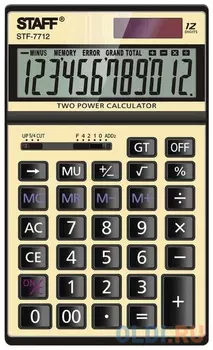 Калькулятор настольный металлический STAFF STF-7712-GOLD (179х107 мм), 12 разрядов, ЗОЛОТИСТЫЙ, блистер, 250306