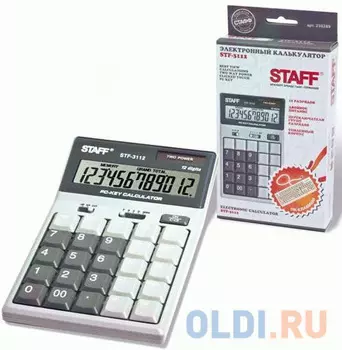 Калькулятор настольный STAFF STF-3312 (193х140 мм), 12 разрядов, двойное питание, КОМПЬЮТЕРНЫЕ КЛАВИШИ, 250290