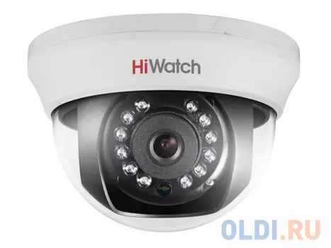 Камера HiWatch DS-T101 (2.8 mm) 1Мп внутренняя купольная HD-TVI камера с ИК-подсветкой до 20м 1/4"" CMOS матрица; объектив 2.8мм; угол обзора 92°; мех