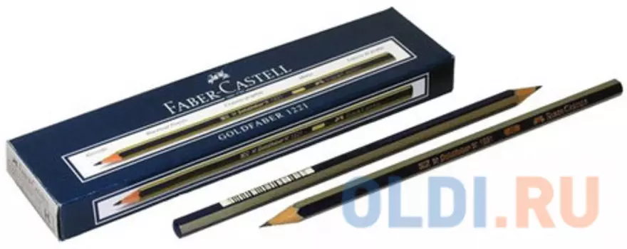 Карандаш чернографитный FABER-CASTELL, 1 шт., "1221", B, без резинки, корпус черный, 112501