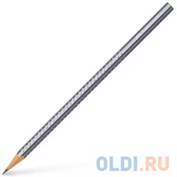Карандаш чернографитный FABER-CASTELL, 1 шт., "Sparkle", B, трехгранный, корпус серебристый, 118338