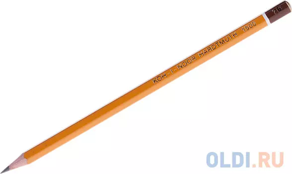 Карандаш чернографитный KOH-I-NOOR, 1 шт., 1500, 7B, без резинки, корпус желтый, заточенный, 150007B01170RU