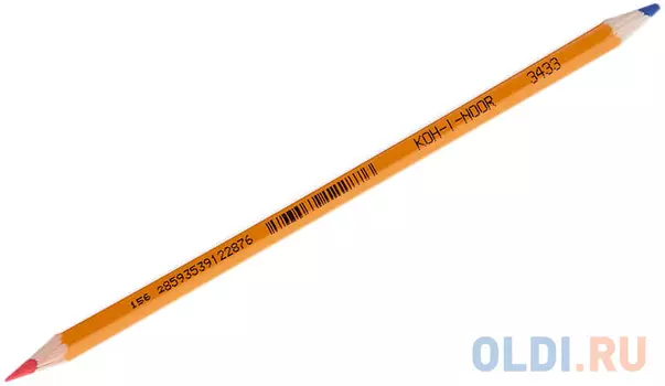 Карандаш двухцветный KOH-I-NOOR, 1 шт., красно-синий, грифель 3,2 мм, желтый корпус, 34330EG001KS