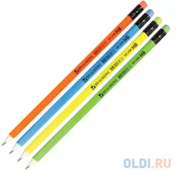 Карандаш графитовый BRAUBERG "Neon" 190 мм