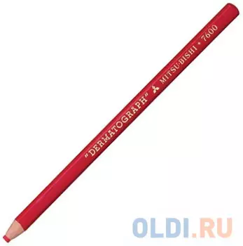 Карандаш спец. для любой поверхности, красный цв., заточ., бумага, круглый, без ластика, UNI, DERMATOGRAPH P 7600