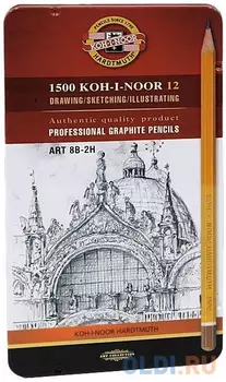 Карандаши чернографитные Koh-i-Noor Art 8B-2H 12 шт 17.5 см 1502/II 08PL 1502/II 08PL