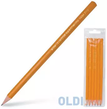 Карандаши чернографитные KOH-I-NOOR, НАБОР 6 шт., 2Н, Н, НВ-2, В, 2В, пластиковая упаковка, европодвес, 1696006041TE