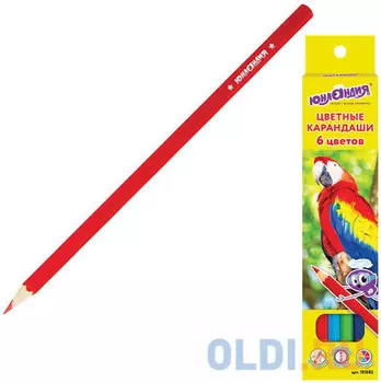 Карандаши цветные ЮНЛАНДИЯ "МИР ЖИВОТНЫХ", 6 цветов, классические заточенные