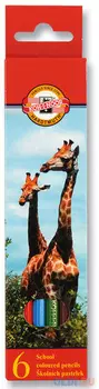 Карандаши цветные KOH-I-NOOR "Animals", 6 цветов, грифель 2,8 мм, заточенные, европодвес, 3551006008KSRU