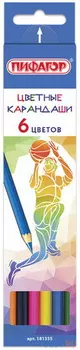 Карандаши цветные ПИФАГОР "БЫСТРЕЕ! ВЫШЕ! СИЛЬНЕЕ!", 6 цветов., классические заточенные, 181355