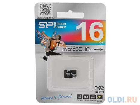 Карта памяти Micro SDHC 16GB Class 4 Silicon Power SP016GBSTH004V10SP